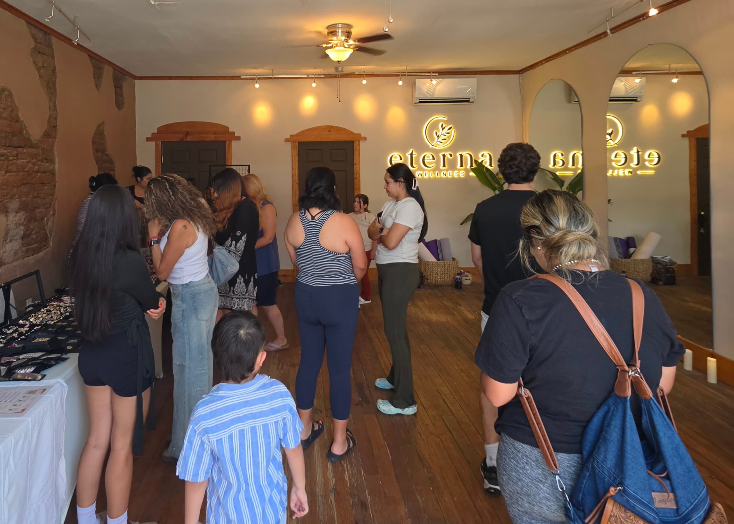 A group gathers inside the Eterna Wellness studio in Truth or Consequences, New Mexico