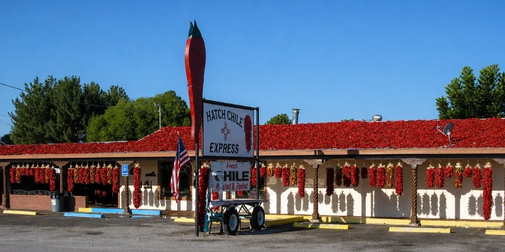 Hatch Chile Express storefront in Hatch, New Mexico